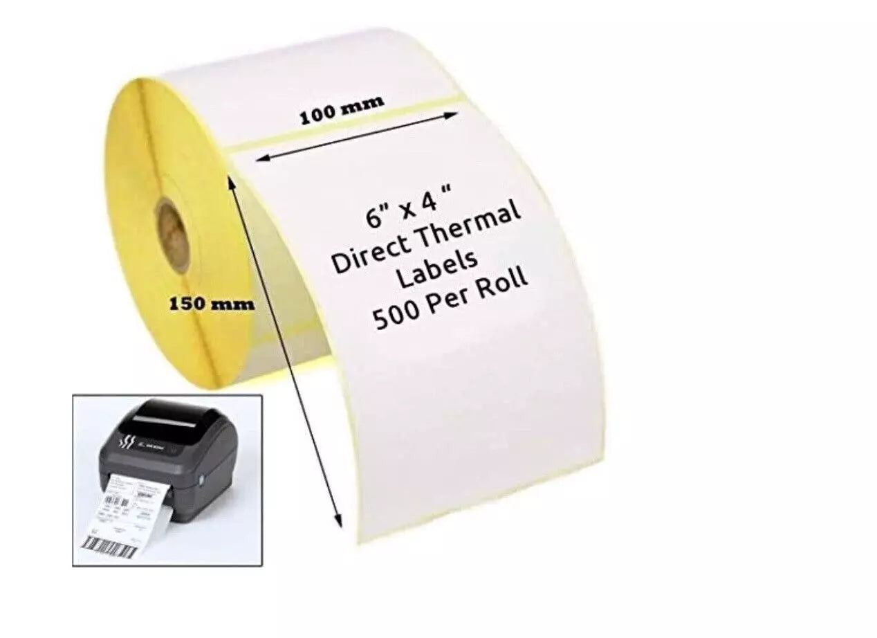 4x6" 100x150mm Direct Thermal Labels 250/roll Zebra Toshiba Citizen
