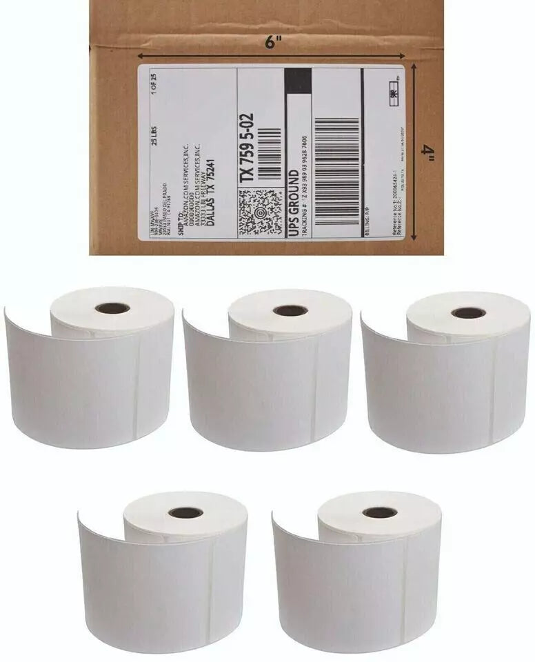 4x6" 100x150mm Direct Thermal Labels 250/roll Zebra Toshiba Citizen