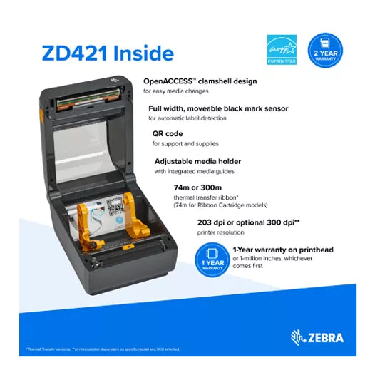 Zebra ZD421 Thermodirekt-Desktop-Etikettendrucker